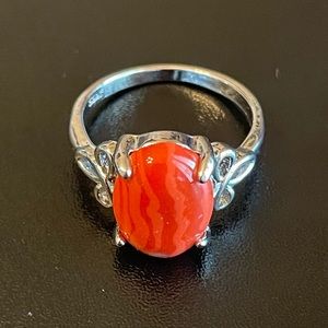 Red gemstone S925 silver ring size 8.5